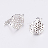 Brass Micro Pave Cubic Zirconia Hoop Earring Findings with Latch Back Closure LS-ZIRC-K075-24P-3