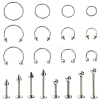 40Pcs 20 Styles 316L Surgical Stainless Steel & 316 Surgical Stainless Steel Hoop Nose Rings & Labrets AJEW-CJ0001-73-1