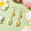 Cowrie Shell Flower Dangle Earrings EJEW-MZ00250-02-2