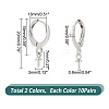   20 Pairs 2 Colors Brass Huggie Hoop Earring Findings KK-PH0005-24-2