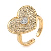 Brass Micro Pave Cubic Zirconia Cuff Rings RJEW-U012-01G-01-1