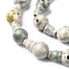 Natural Green Line Jasper 3-Hole Guru Bead Strands G-K149-41-3