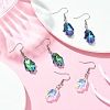 Hamsa Hand Glass Dangle Earrings EJEW-JE05326-2