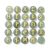 Brass Elder Futhark Alphabet Engraved Symbol Flat Round Natural Green Aventurine Rune Stones G-I373-01I-1