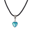 Heart with Fish Scale Shape 304 Stainless Steel with Resin Pendant Necklaces NJEW-JN04571-03-1