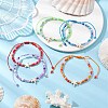 5Pcs 5 Colors Adjustable Glass Seed Beaded Anklets AJEW-AN00636-1