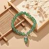 Natural Green Aventurine Round Beaded Stretch Bracelet with Bullet Charms BJEW-JB09018-02-2