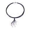 Waxed Cord Lariat Necklaces NJEW-L169-01G-1