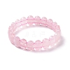 Natural Rose Quartz Oval Beaded Stretch Bracelet G-E010-01N-1