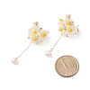 Plastic Pearl Cluster Flower with Long Tassel Dangle Stud Earrings EJEW-TA00119-4