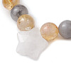 8mm Round Natural Citrine & Cloudy Quartz Beaded Stretch Bracelets BJEW-JB10570-3