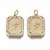Brass Micro Pave Clear Cubic Zirconia Pendants KK-S356-234F-G-NF-1