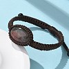 Adjustable Oval Natural Indian Agate Braided Bead Bracelets BJEW-H626-02-14-3