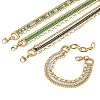 304 Stainless Steel & Glass Double Layers Chain Bracelets for Women BJEW-F540-10G-2