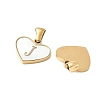 304 Stainless Steel Pave Natural White Shell Heart with Initial Slice Pendants STAS-R168-25G-J-2