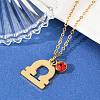 304 Stainless Steel Glass Drill Birth Stone Constellation Pendant Necklaces LS-STAS-D305-08G-G-4