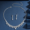 Teardrop Alloy Rhinestone Pendant Necklace & Stud Earring FS-WG7372C-03-1