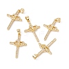 Rack Plating Brass Micro Pave Cubic Zirconia Pendants ZIRC-C040-45G-02-4