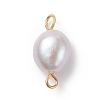 Potato Natural Cultured Freshwater Pearl Connector Charms PALLOY-JF01924-2