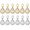 BENECREAT 12Pcs 2 Colors Rack Plating Brass Micro Pave Clear Cubic Zirconia Charms KK-BC0013-62-1