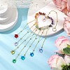 Wire Wrapped Chakra Natural Gemstone Chips Heart Hanging Ornaments HJEW-JM02369-2