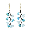 Glass Seed with Natural South Red Agate & Synthetic Turquoise & Natural Rose Quartz Dangle Cluster Earrings EJEW-MZ00726-3