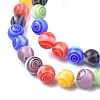 Handmade Millefiori Glass Round Beads Strands LK-R004-91-3