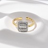 Brass Micro Pave Clear Cubic Zirconia Cuff Rings for Women RJEW-U041-09G-2