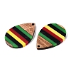 Jamaican Colour Epoxy Resin & Walnut Wood Pendants RESI-N039-122O-2