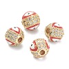 Brass Micro Pave Cubic Zirconia Beads ZIRC-A019-16G-A04-3