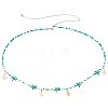 Natural Cowrie Shell & Synthetic Turquoise and Glass Seed Beaded Bohemian Waist Chains for Women AJEW-CP0011-34-1