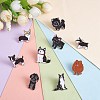 9Pcs 9 Style Poodle & Siberian & Schnauzer & Chihuahua & Border Enamel Pin with Brass Butterfly Clutches JEWB-SZ0001-77-3