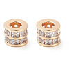 Brass Micro Pave Clear Cubic Zirconia Beads KK-U028-20G-2