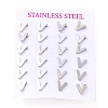 304 Stainless Steel Greek Alphabet Stud Earrings STAS-D007-07P-04-3