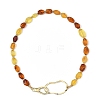 Natural Amber Nuggets Beaded Necklaces with Brass Clasps NJEW-JN06309-2