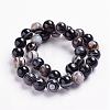 Natural Black Striped Agate/Banded Agate Beads Strands G-J359-01-6mm-2