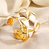 304 Stainless Steel Enamel Cuff Bangles for Women BJEW-E112-01G-1