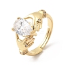 Brass Micro Pave Cubic Zirconia Rings for Women RJEW-K312-04G-4