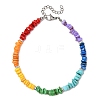Dyed Natural Freshwater Shell Nuggets Beaded Chakra Anklets AJEW-AN00745-2
