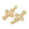 Brass Micro Pave Clear Cubic Zirconia Pendants CU-CBA1321-01G-2