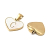 304 Stainless Steel Pave Natural White Shell Heart with Initial Slice Pendants STAS-R168-25G-C-2