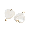 Natural Shell Heart Connector Charms X1-STAS-D378-25G-2