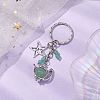 Star & Teapot Matural Green Aventurine Keychain HJEW-JM02038-2