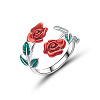 Rose Alloy Enamel Cuff Rings for Women FS-WGBA561-05-2