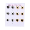 Ion Plating(IP) 304 Stainless Steel Heart Stud Earrings EJEW-C099-13PG-03-1