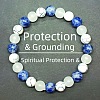 Round Natural Blue Spot Jasper & Synthetic Howlite & Glass Beads Stretch Bracelets for Girl Women FS-WGE0C43-11-1