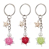 3Pcs 3 Colors Tortoise Glass Seed Beads Pendant Keychain HJEW-MZ00105-1