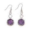 Hexagon Natural Mixed Stone Dangle Earrings EJEW-K298-01P-6