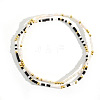 2Pcs Bohemian Style Glass Seed Beaded Stretch Bracelet Set with Brass Beads HV2653-2