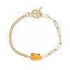 Rectangle Natural Amber Bead Link Bracelets BJEW-JB13365-3